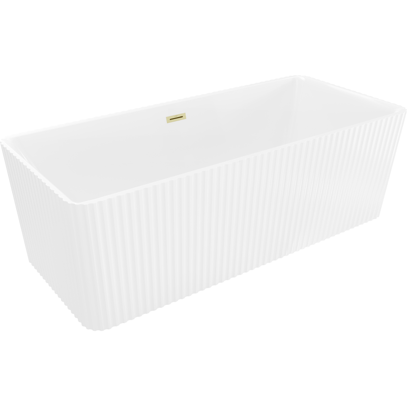 Mexen Nila free-standing fluted bath 170 x 75 cm, white, brushed gold overflow - 52841708000-55