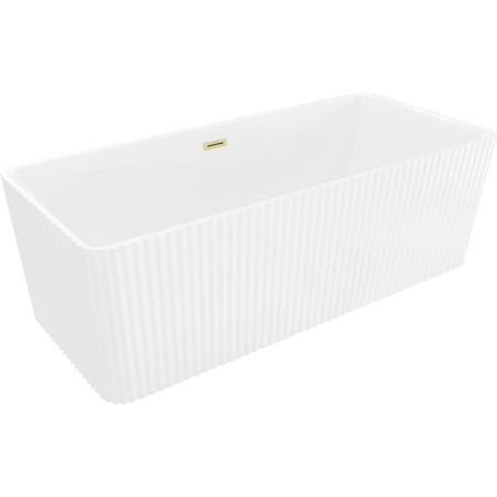 Mexen Nila freestanding fluted bathtub 170 x 75 cm, white, brushed gold overflow - 52841708000-55