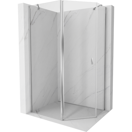 Mexen Mist Asymmetrical Pentagonal Shower Enclosure Swing 100 x 80 cm, Transparent, Chrome - 8A8-100-080-01-00