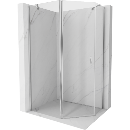 Mexen Mist pentagonal asymmetrical hinged shower enclosure 100 x 80 cm, transparent, chrome - 8A8-100-080-01-00