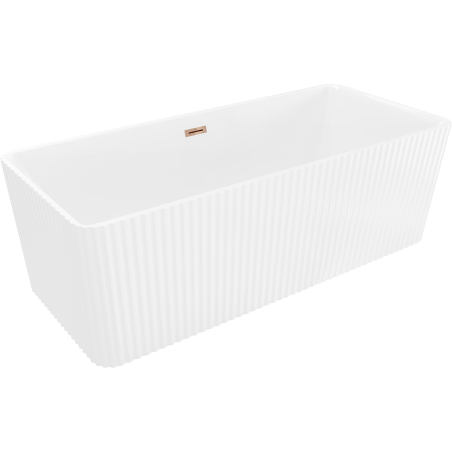 Mexen Nila freestanding ribbed bathtub 170 x 75 cm, white, overflow rose gold - 52841708000-60