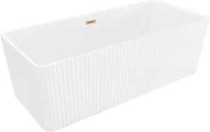 Mexen Nila freestanding ribbed bathtub 170 x 75 cm, white, brushed copper overflow - 52841708000-65