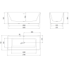 Mexen Nila freestanding fluted bathtub 170 x 75 cm, white, gun gray brushed overflow - 52841708000-66