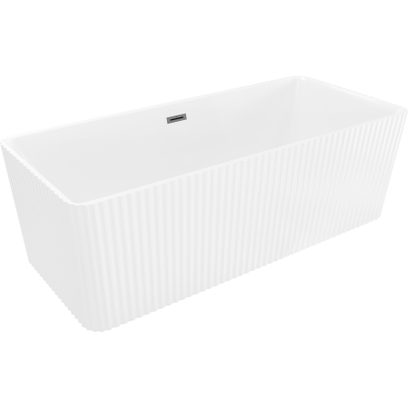 Mexen Nila freestanding fluted bathtub 170 x 75 cm, white, gun gray brushed overflow - 52841708000-66