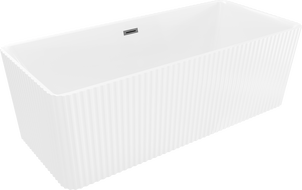 Mexen Nila freestanding fluted bath 170 x 75 cm, white, overflow brushed gun gray - 52841708000-66