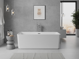 Mexen Nila freestanding fluted bath 170 x 75 cm, white, overflow brushed gun gray - 52841708000-66