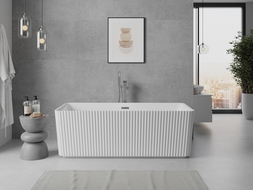 Mexen Nila freestanding fluted bathtub 170 x 75 cm, white, gun gray brushed overflow - 52841708000-66