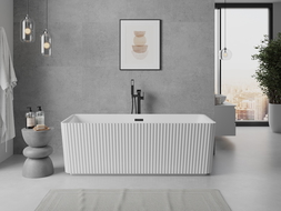 Mexen Nila freestanding fluted bathtub 170 x 75 cm, white, black overflow - 52841708000-70