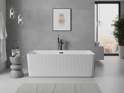 Mexen Nila freestanding ribbed bathtub 170 x 75 cm, white, black overflow - 52841708000-70