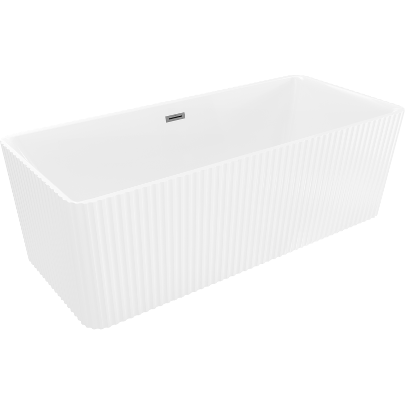 Mexen Nila freestanding fluted bathtub 170 x 75 cm, white, gun metal overflow - 52841708000-95