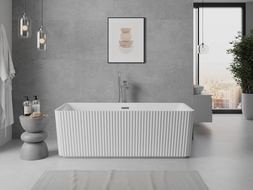 Mexen Nila freestanding fluted bath 170 x 75 cm, white, overflow gun metal - 52841708000-95
