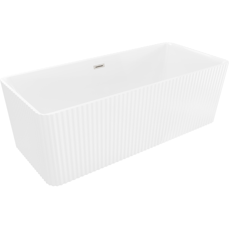 Mexen Nila freestanding fluted bathtub 170 x 75 cm, white, brushed nickel overflow - 52841708000-97