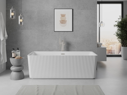 Mexen Nila freestanding fluted bathtub 170 x 75 cm, white, brushed nickel overflow - 52841708000-97