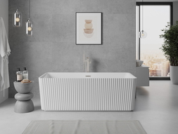 Mexen Nila freestanding ribbed bathtub 170 x 75 cm, white, brushed nickel overflow - 52841708000-97