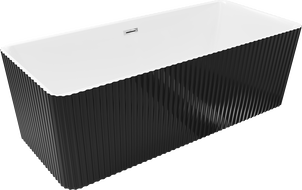 Mexen Nila freestanding ribbed bathtub 170 x 75 cm, white/black, chrome overflow - 52841708075-01