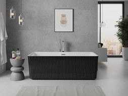 Mexen Nila freestanding ribbed bathtub 170 x 75 cm, white/black, chrome overflow - 52841708075-01