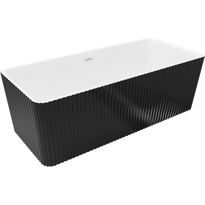 Mexen Nila freestanding grooved bath 170 x 75 cm, white/black, white overflow - 52841708075-20