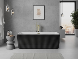 Mexen Nila free-standing fluted bathtub 170 x 75 cm, white/black, gold overflow - 52841708075-50