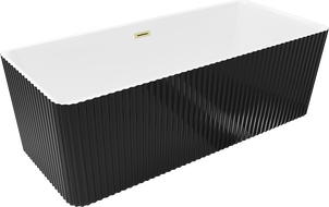 Mexen Nila freestanding fluted bathtub 170 x 75 cm, white/black, brushed gold overflow - 52841708075-55