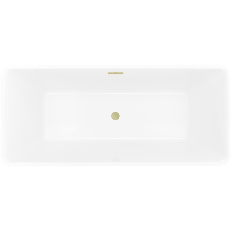 Mexen Nila freestanding fluted bathtub 170 x 75 cm, white/black, brushed gold overflow - 52841708075-55