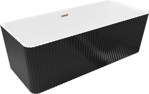 Mexen Nila freestanding ribbed bathtub 170 x 75 cm, white/black, overflow pink gold - 52841708075-60