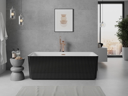 Mexen Nila freestanding fluted bath 170 x 75 cm, white/black, brushed copper overflow - 52841708075-65