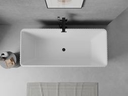 Mexen Nila freestanding fluted bathtub 170 x 75 cm, white/black, black overflow - 52841708075-70