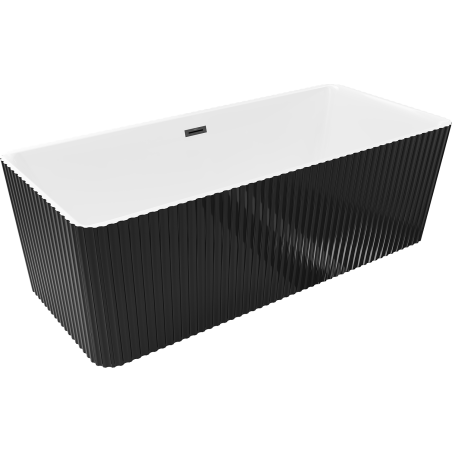 Mexen Nila freestanding fluted bathtub 170 x 75 cm, white/black, black overflow - 52841708075-70