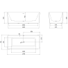 Mexen Nila freestanding fluted bathtub 170 x 75 cm, white/black, brushed nickel overflow - 52841708075-97