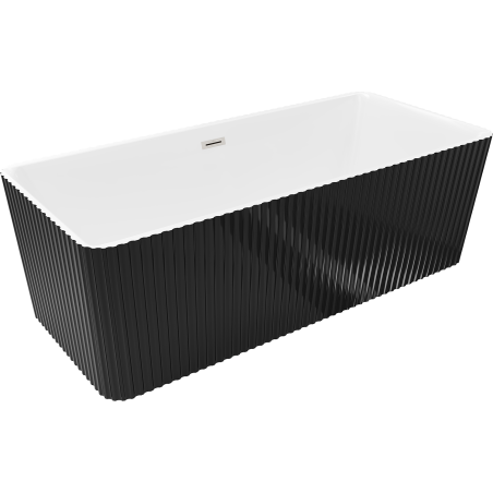 Mexen Nila freestanding fluted bathtub 170 x 75 cm, white/black, brushed nickel overflow - 52841708075-97