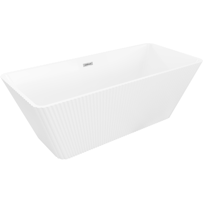 Mexen Tava freestanding fluted bathtub 170 x 75 cm, white, chrome overflow - 52851707500-01