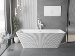 Mexen Tava freestanding fluted bathtub 170 x 75 cm, white, white overflow - 52851707500-20