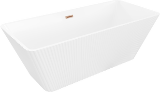 Mexen Tava free-standing fluted bathtub 170 x 75 cm, white, rose gold overflow - 52851707500-60