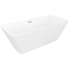Mexen Tava free-standing ribbed bathtub 170 x 75 cm, white, brushed copper overflow - 52851707500-65