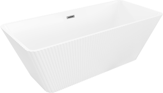 Mexen Tava Free-standing Ribbed Bathtub 170 x 75 cm, White, Gun Gray Brushed Overflow - 52851707500-66