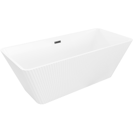 Mexen Tava free-standing fluted bath 170 x 75 cm, white, black overflow - 52851707500-70