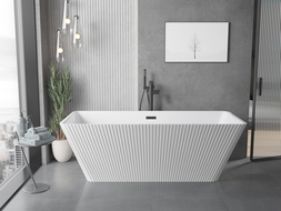 Mexen Tava freestanding fluted bath 170 x 75 cm, white, black overflow - 52851707500-70