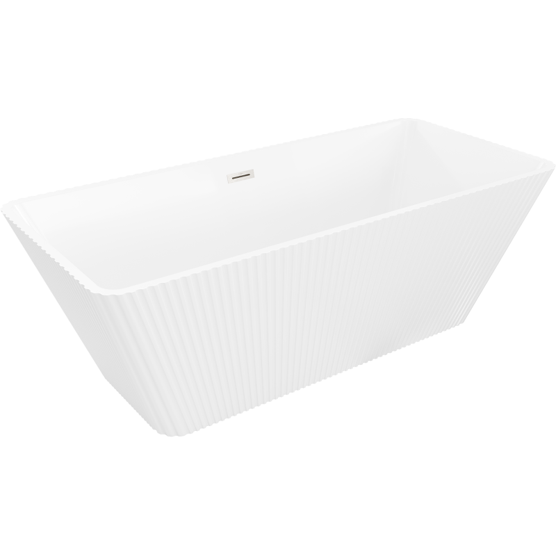 Mexen Tava freestanding ribbed bath 170 x 75 cm, white, brushed nickel overflow - 52851707500-97