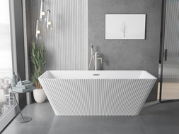 Mexen Tava freestanding ribbed bath 170 x 75 cm, white, brushed nickel overflow - 52851707500-97