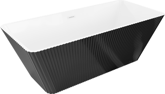 Mexen Tava freestanding ribbed bathtub 170 x 75 cm, white/black, white overflow - 52851707575-20