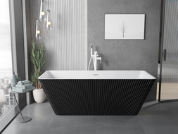 Mexen Tava freestanding fluted bath 170 x 75 cm, white/black, white overflow - 52851707575-20