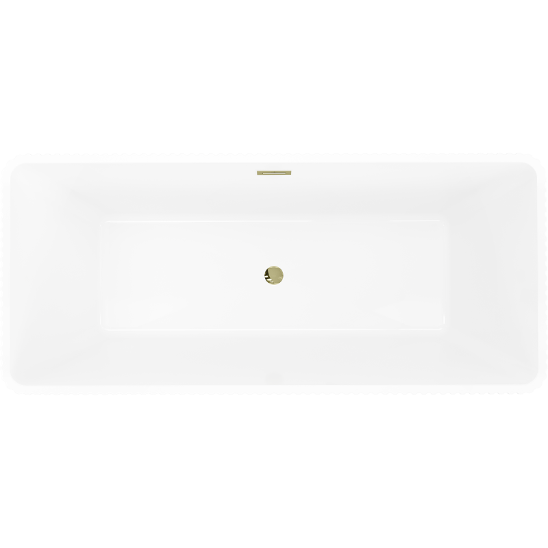 Mexen Tava fluted freestanding bath 170 x 75 cm, white/black, overflow gold - 52851707575-50