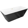 Mexen Tava freestanding ribbed bathtub 170 x 75 cm, white/black, brushed gold overflow - 52851707575-55