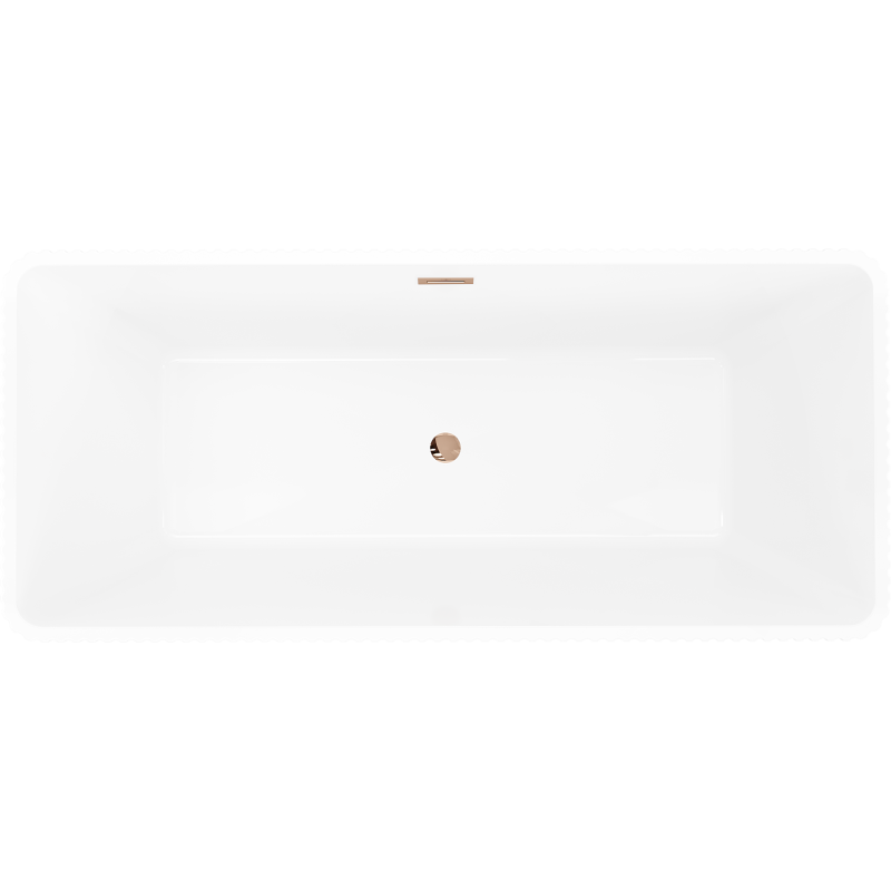 Mexen Tava freestanding ribbed bath 170 x 75 cm, white/black, overflow rose gold - 52851707575-60