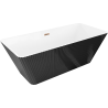 Mexen Tava freestanding ribbed bathtub 170 x 75 cm, white/black, overflow rose gold - 52851707575-60