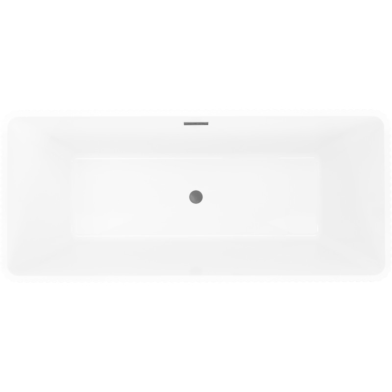 Mexen Tava freestanding fluted bathtub 170 x 75 cm, white/black, brushed gun gray overflow - 52851707575-66