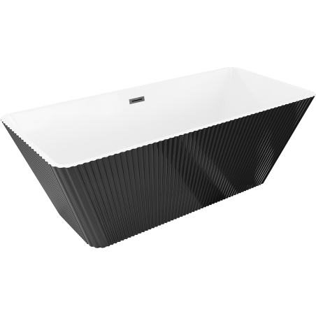 Mexen Tava freestanding ribbed bathtub 170 x 75 cm, white/black, black overflow - 52851707575-70