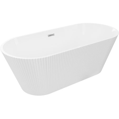 Mexen Yara freestanding ribbed bath 170 x 75 cm, white, chrome overflow - 52861707500-01