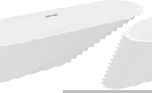 Mexen Yara freestanding fluted bathtub 170 x 75 cm, white, chrome overflow - 52861707500-01