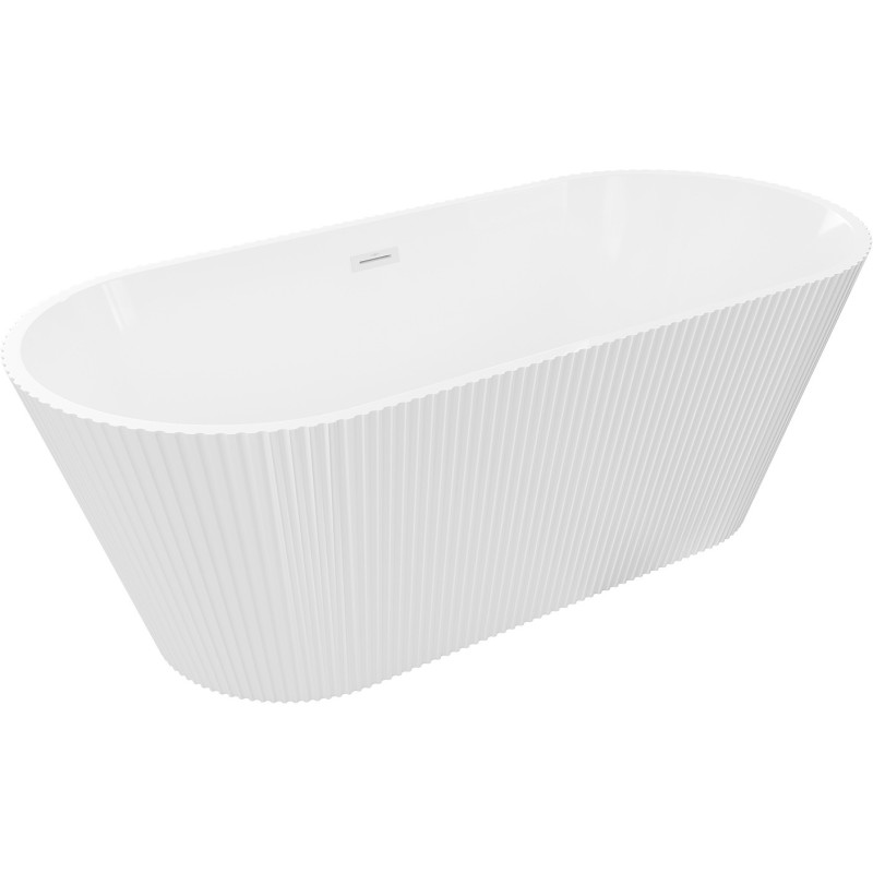 Mexen Yara freestanding fluted bathtub 170 x 75 cm, white, white overflow - 52861707500-20